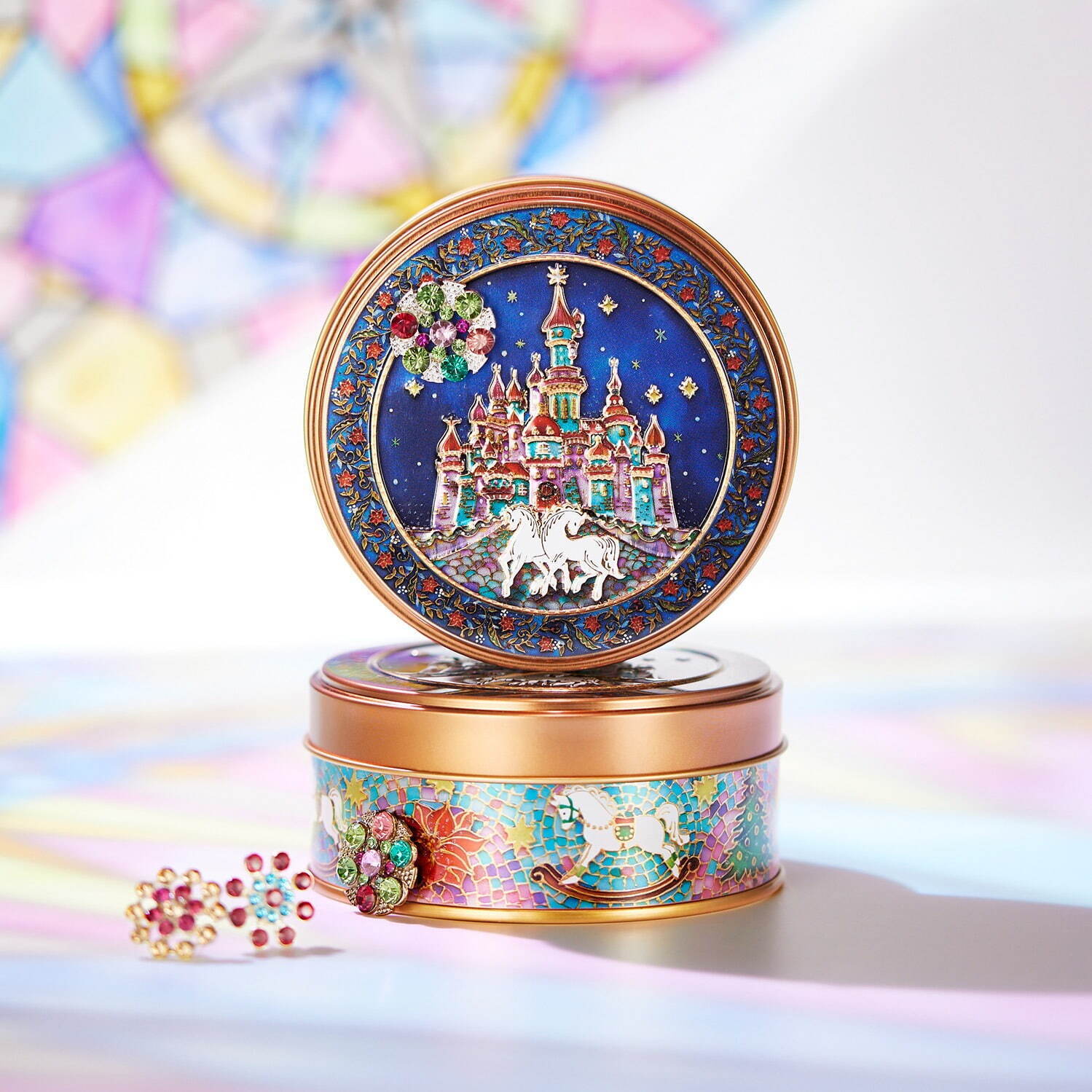 Delicious Financier and Beautiful Castle Tin Comes with Sparkling Gem Magnet